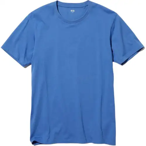 UNIQLO T Shirts Men's Sky Blue Crew Neck Moderate