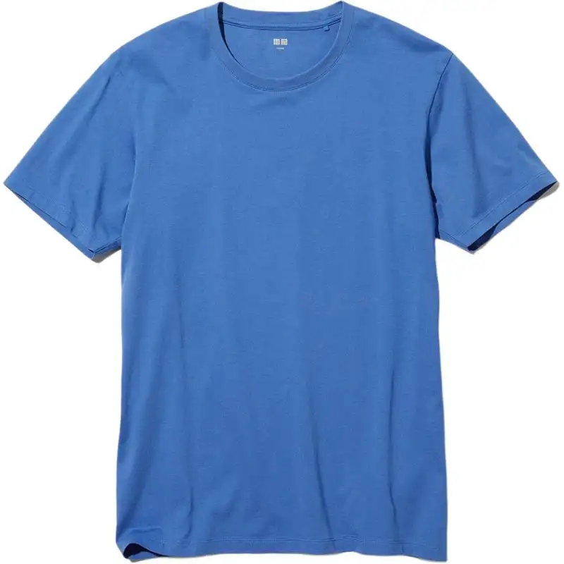UNIQLO T Shirts Men's Sky Blue Crew Neck Moderate