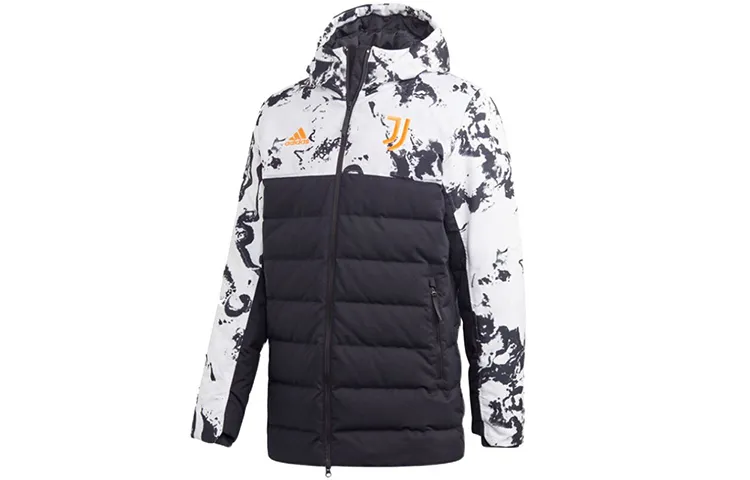 Adidas Down Jackets Men's Black/White Hooded Moderate Straight Fit