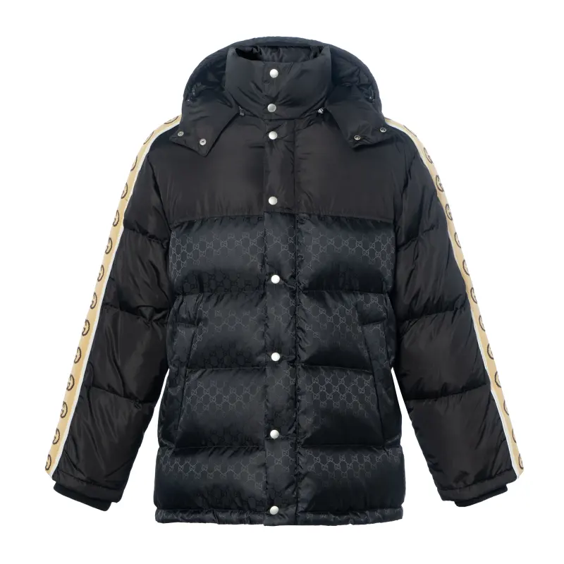 GUCCI Gg Jacquard Tape Sleeve Down Jacket