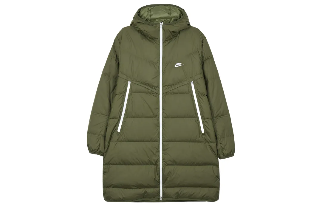Nike Down Jackets Men's Army Green Hooded Moderate Other