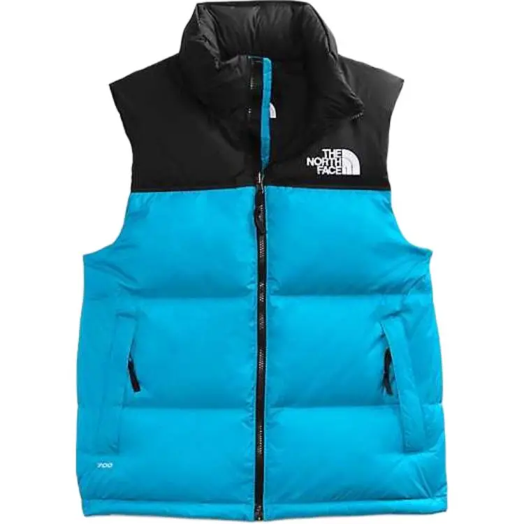 THE NORTH FACE Down Vests Men's Blue Stand Collar Moderate Straight Fit