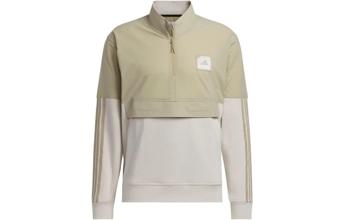 Adidas Jackets Men's Beige Brown Stand Collar Moderate Straight Fit