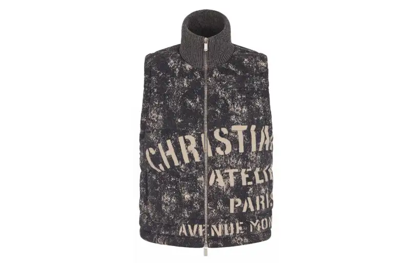 DIOR Quarterly New Products Down Vests Men's Dark Gray Stand Collar Moderate Other