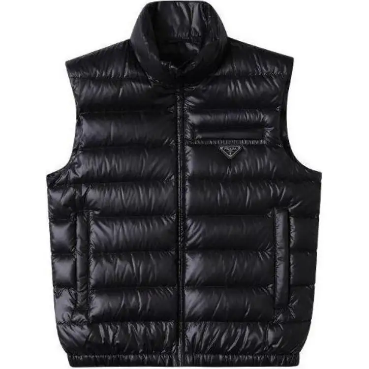 PRADA Vests Men's Black Stand Collar Moderate Other