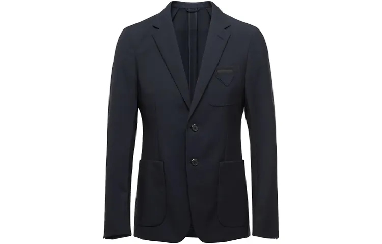 PRADA Single-Breasted Logo Patch Blazer