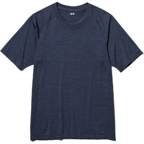 UNIQLO T Shirts Men's Navy Blue Crew Neck Moderate