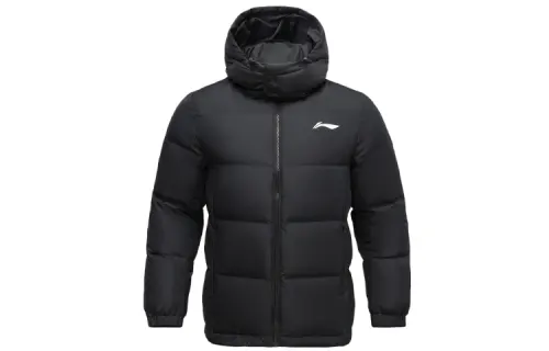 Li Ning Sports Basketball Collection Down Jackets Men's Black Hooded Moderate