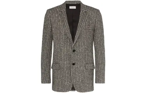 SAINT LAURENT Business Suits Men's Black Suit Collar Moderate Business Suit