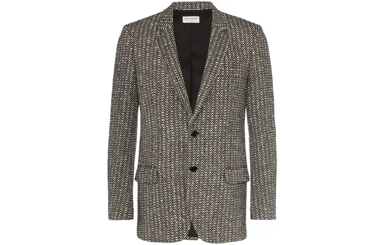 SAINT LAURENT Business Suits Men's Black Suit Collar Moderate Business Suit