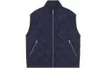 GUCCI Vests Men's Blue Stand Collar Moderate Other