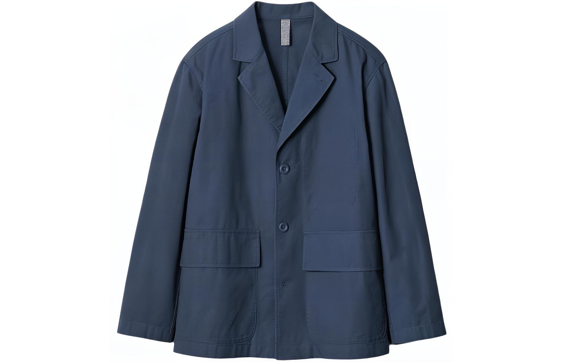 UNIQLO UNIQLO UNIQLO JW Anderson joint series SS24 UNIQLO JW Anderson joint series solid color embossed single-breasted lapel jacket men's dark blue