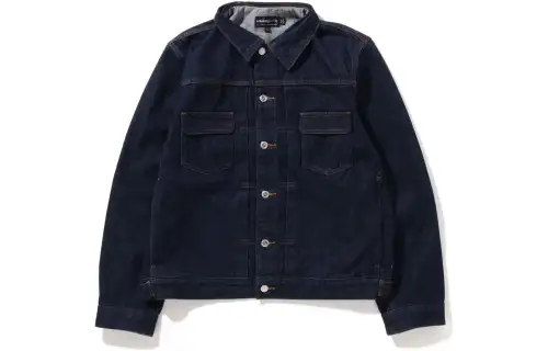 A BATHING APE X A.P.C Bape × A.P.C. Denim Jackets Men's Blue Lapel Moderate Straight Fit