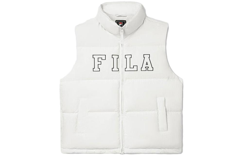 FILA Down Vests Unisex Ivory Stand Collar Moderate
