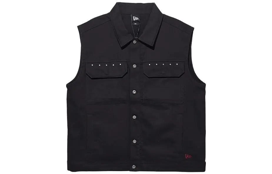 New Era Vests Unisex Black Stand Collar Moderate Straight Fit