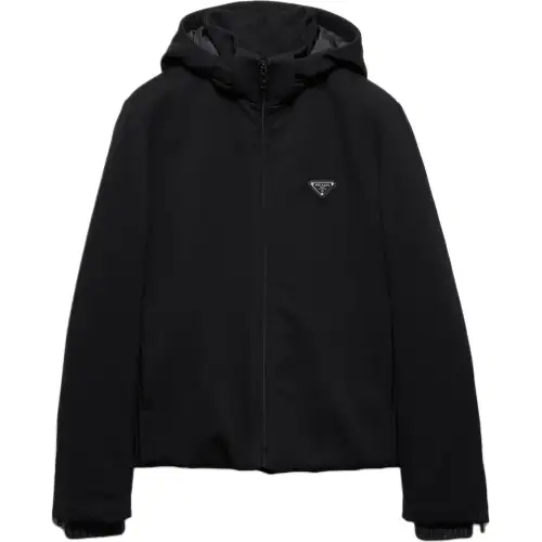 PRADA Logo Plaque Zip Up Hooded Jacket