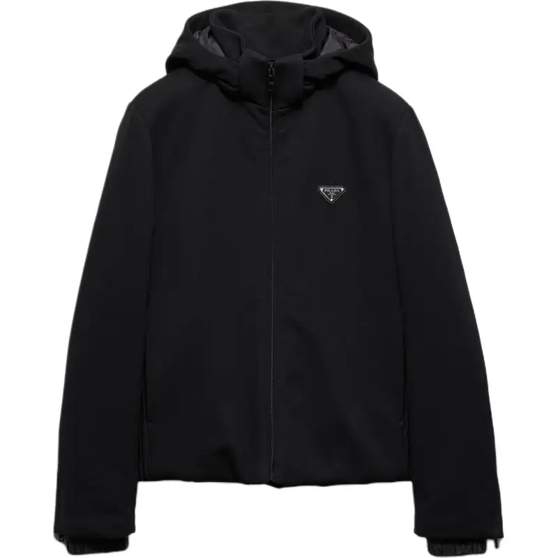 PRADA Logo Plaque Zip Up Hooded Jacket