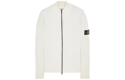 STONE ISLAND Jackets Men's White Stand Collar Moderate Other