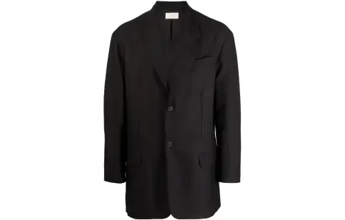THE ROW SS23 solid color single breasted flap pocket trapezoidal lapel blazer men's black