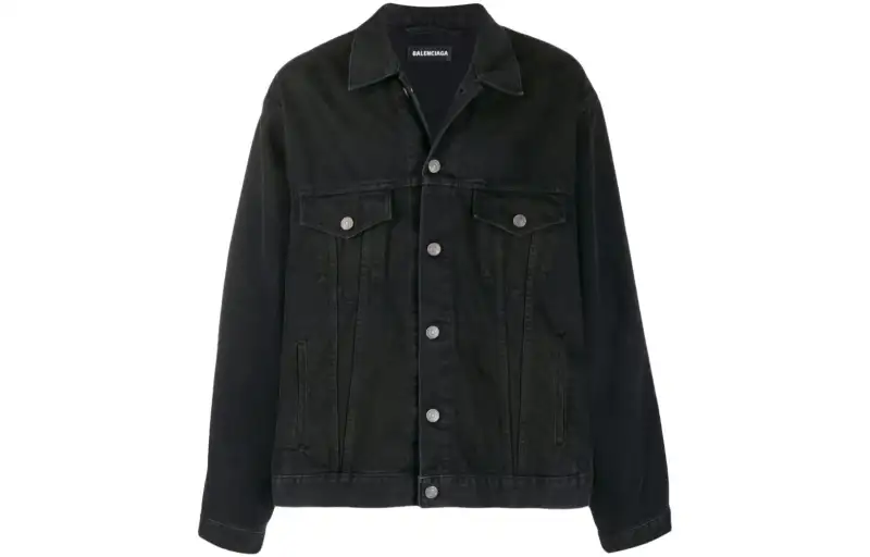 Balenciaga SS23 Denim Jacket Regular Fit Men's Black