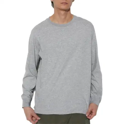 UNIQLO T Shirts Men's Gray Crew Neck Moderate