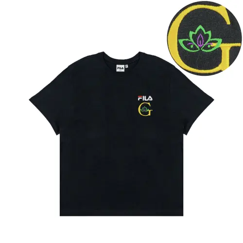 FILA T Shirts Unisex Black Crew Neck Moderate Straight Fit