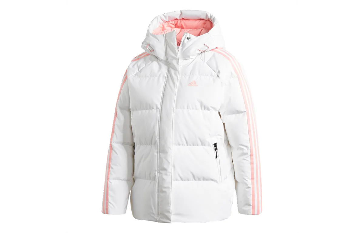 Adidas Down Jackets Women's White Hooded Moderate Quilted Down Jacket