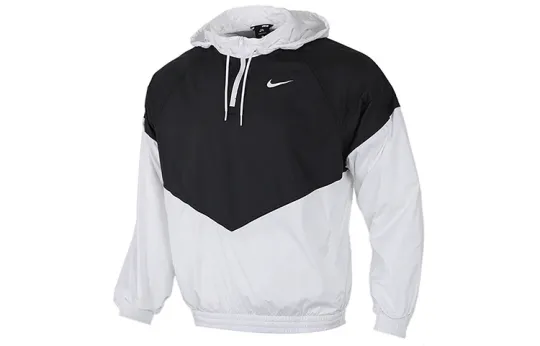 Nike Windbreaker Jackets Men's Black White Hooded Moderate