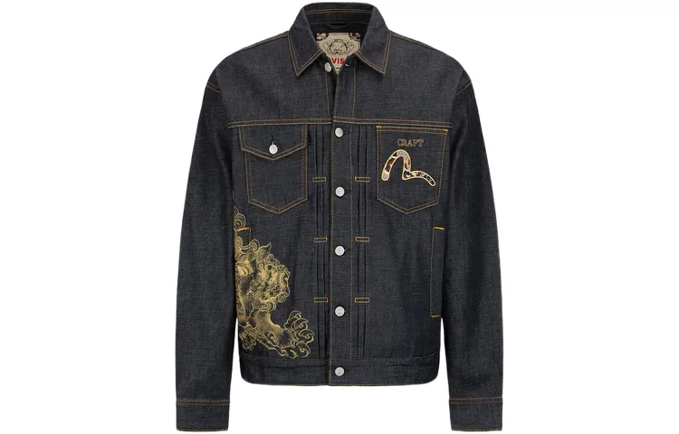 EVISU Denim Jackets Men's Denim Blue Lapel Moderate Other