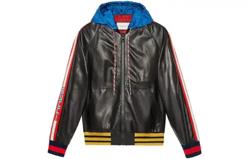GUCCI Jackets Men's Black Hooded Moderate Other