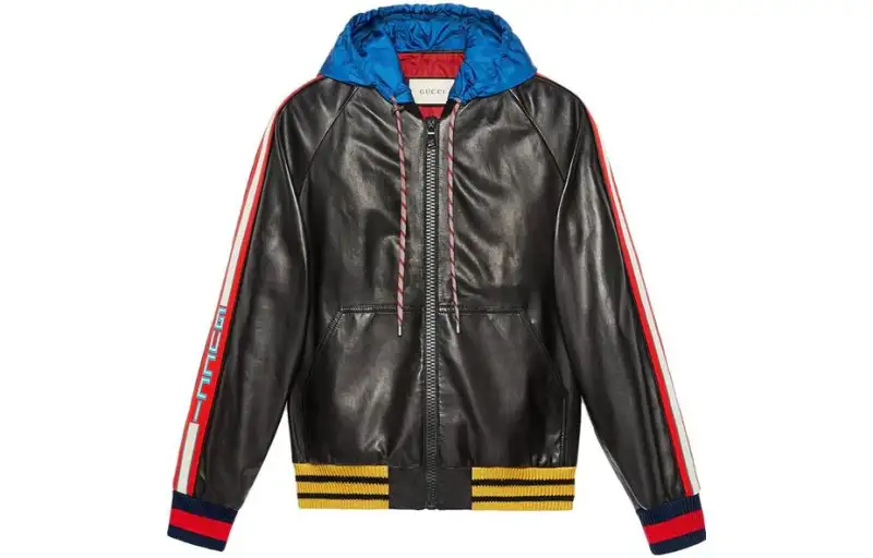 GUCCI Jackets Men's Black Hooded Moderate Other