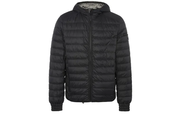 PRADA Down Jackets Men's Black Hooded Moderate