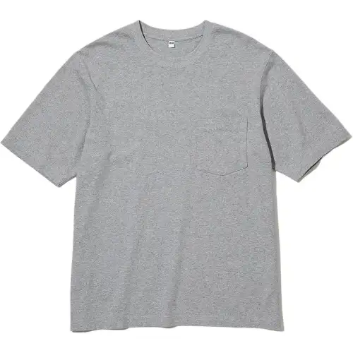 UNIQLO T Shirts Unisex Gray Crew Neck Moderate