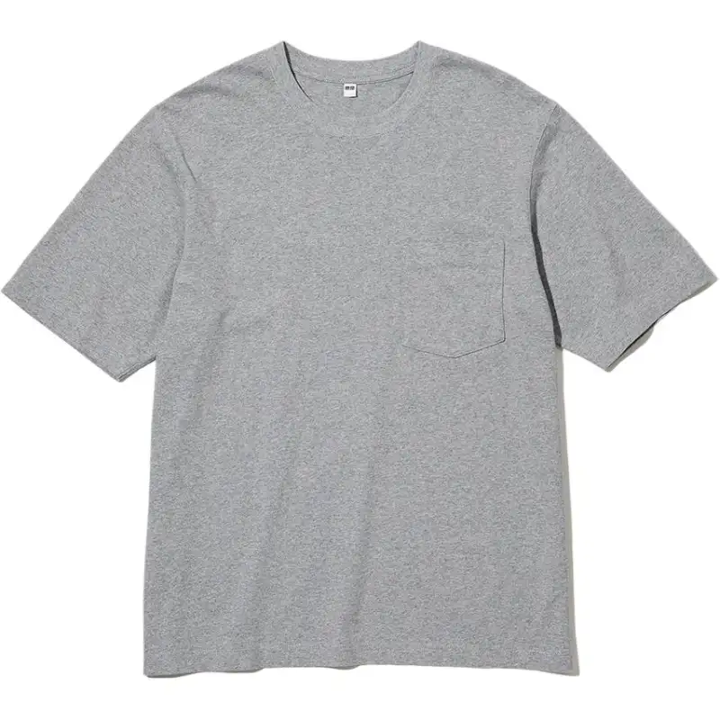 UNIQLO T Shirts Unisex Gray Crew Neck Moderate