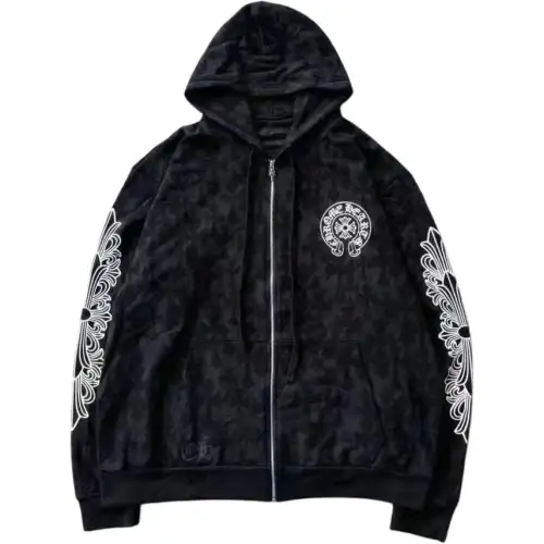 Chrome Hearts Plus Cross All Over Print Zip Up Hoodie