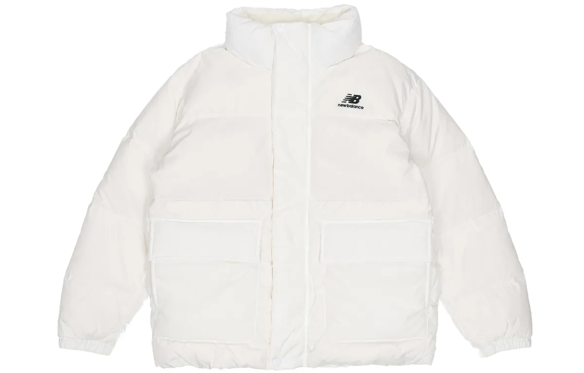 New Balance Down Jackets Unisex Ivory White Stand Collar Moderate Other