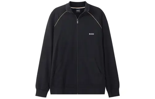 HUGO BOSS Jackets Men's Black Stand Collar Moderate Other