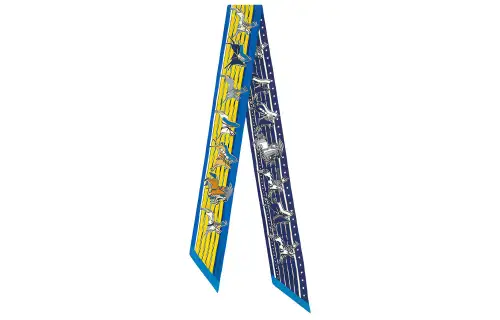 HERMES Scarves Women's Royal Blue/Yellow/Marine Blue