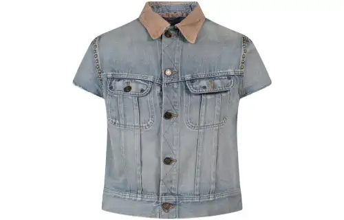 studded short-sleeve denim jacket