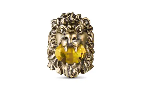 GUCCI Crystal Metal Rings Men's Gold