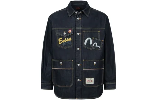 EVISU Denim Jackets Men's Denim Blue Lapel Moderate Other