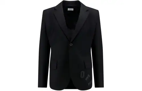 OFF WHITE Logo Embroidered Single Breasted Blazer