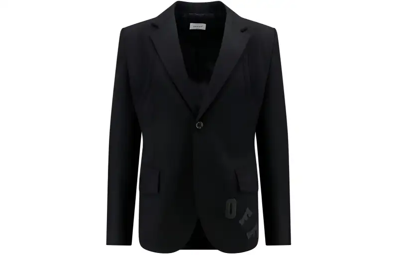 OFF WHITE Logo Embroidered Single Breasted Blazer