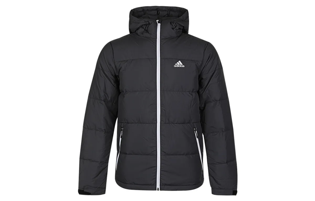 Adidas Down Jackets Men's Black Hooded Moderate Straight Fit