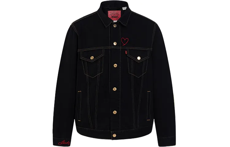 Levi's Denim Jackets Men's Black Lapel Moderate Straight Fit