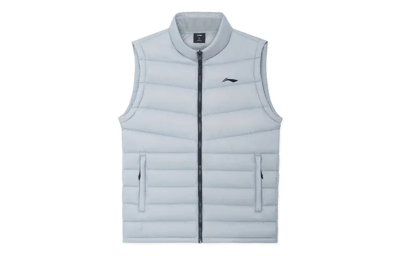 Li Ning Training Series Down Vests Men's Stone Gray Stand Collar Moderate Other