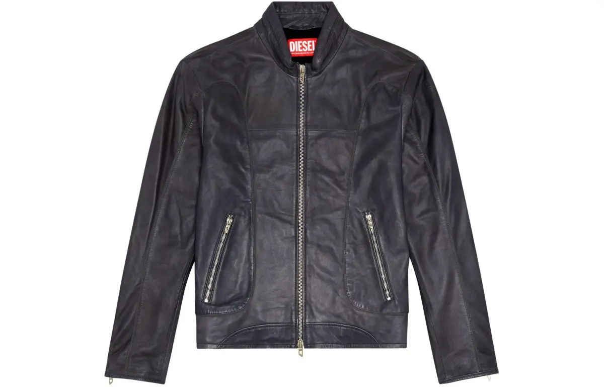 DIESEL L Krix Leather Biker Jacket With Piping