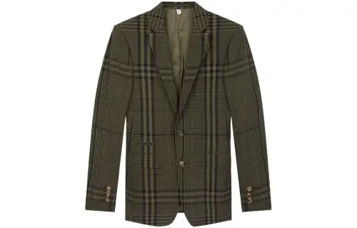 Burberry Business Suits Men's Green Suit Collar Moderate Business Suit