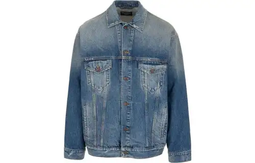 Balenciaga FW22 Denim Jacket Men's Regular Fit Blue