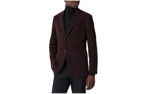 HERMES Business Suits Men's Dark Reddish Purple Suit Collar Moderate Business Suit